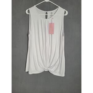 Sueani Women's Plus Size Casual Summer Top Sleeveless Twist Front Shirt 2XL